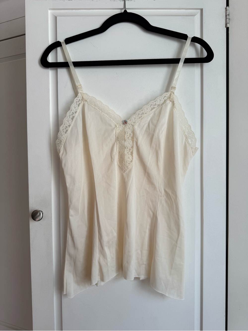 Vintage Ivory Lace-Trim Camisole Top